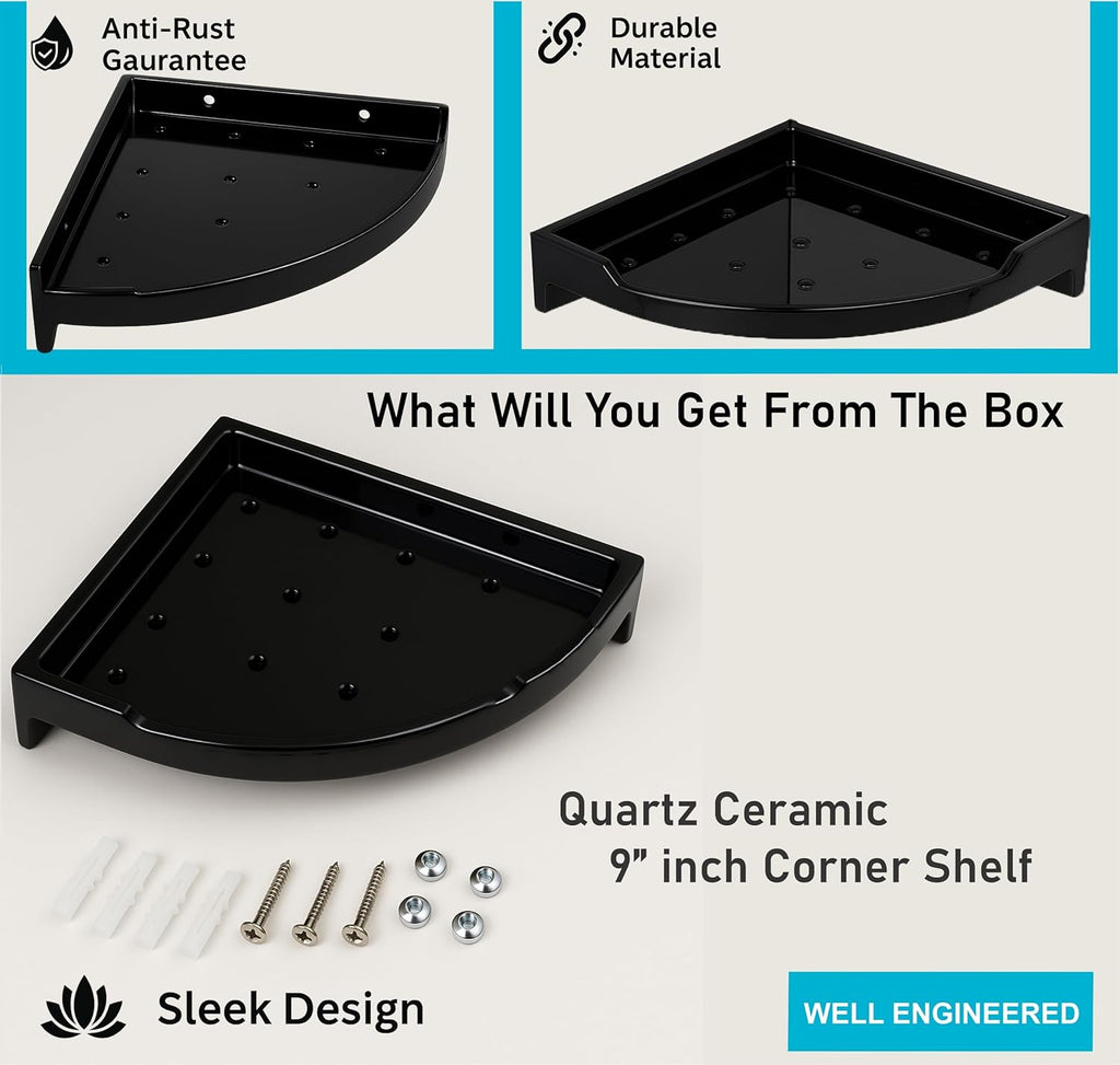 Black Corner Wall Shelf  Unbreakable Abs Ceramic Finish