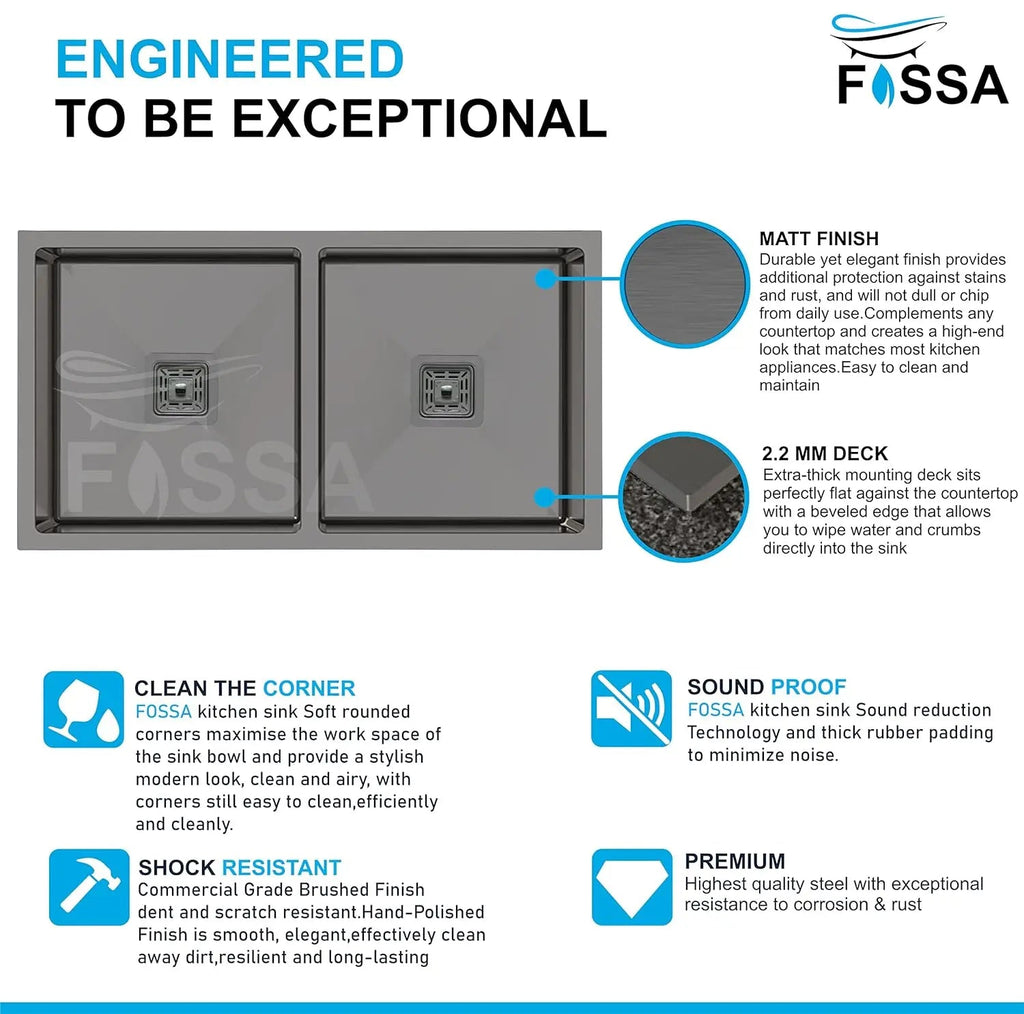 304 Handmade (32x18x10) Inch Double Bowl  Black Stainless Steel Kitchen Sink-2