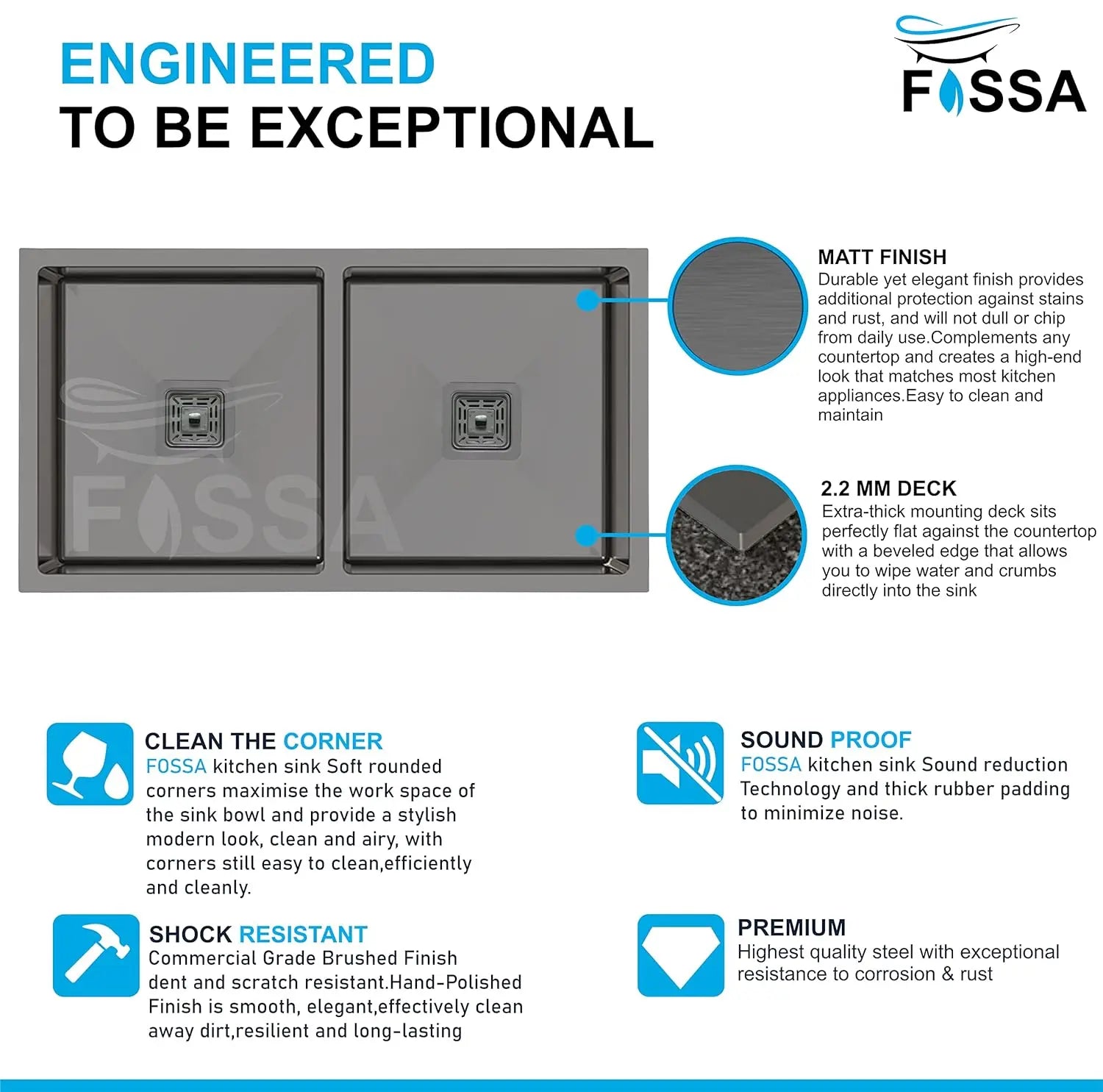 304 Handmade (32x18x10) Inch Double Bowl  Black Stainless Steel Kitchen Sink-2